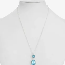 Monet Jewelry Womens Blue Glass Oval 17 Inch Pendant Necklace