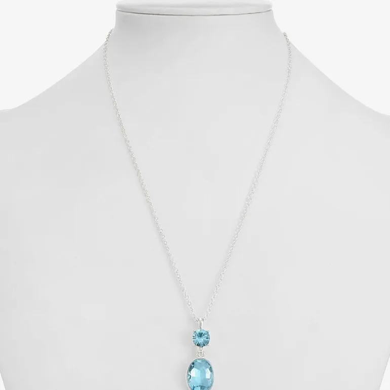 Monet Jewelry Womens Blue Glass Oval 17 Inch Pendant Necklace