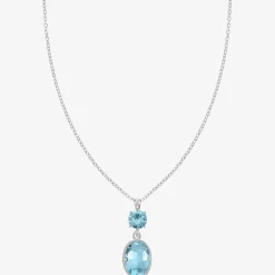 Monet Jewelry Womens Blue Glass Oval 17 Inch Pendant Necklace