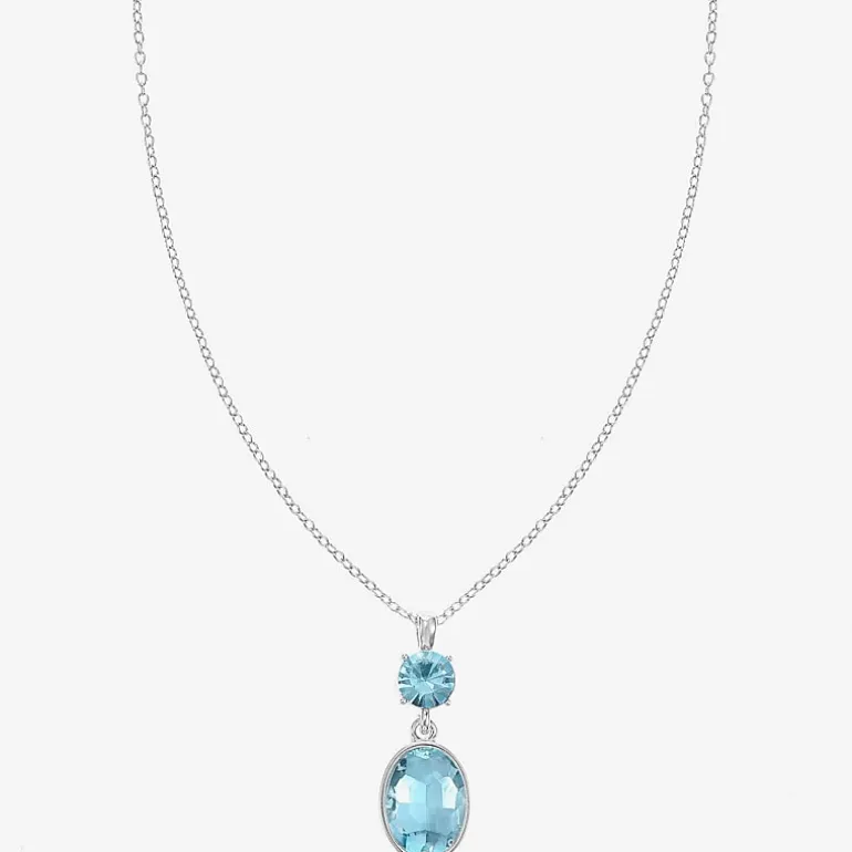 Monet Jewelry Womens Blue Glass Oval 17 Inch Pendant Necklace