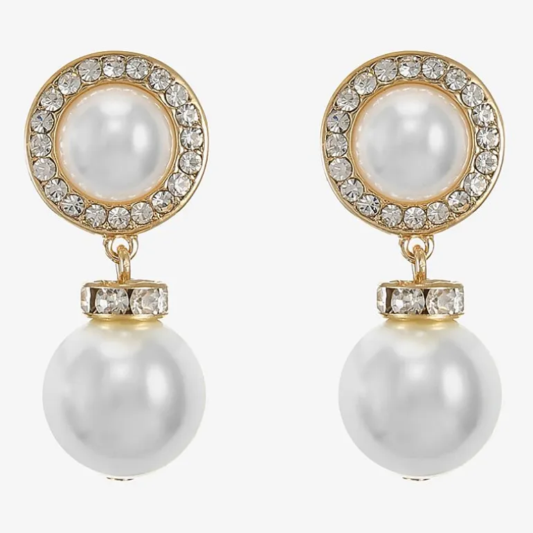 Monet Jewelry Womens Glass Simulated Pearl Round Hypoallergenic Drop Earrings