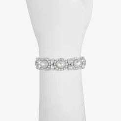 Monet Jewelry Womens Glass Simulated Pearl Oval Stretch Bracelet