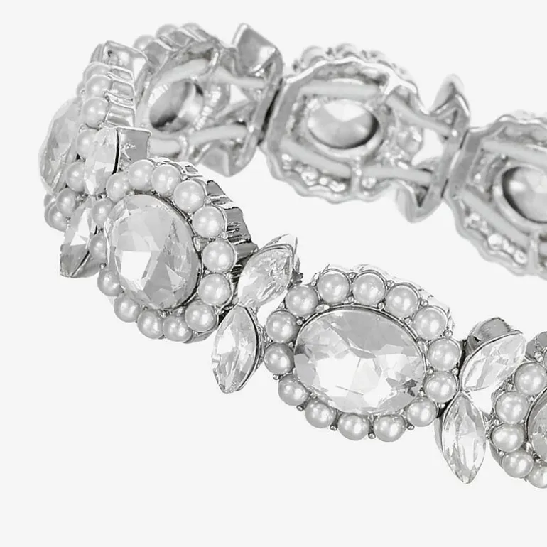 Monet Jewelry Womens Glass Simulated Pearl Oval Stretch Bracelet