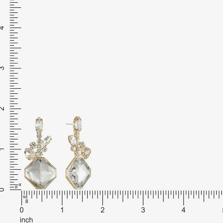 Monet Jewelry Womens Glass Square Hypoallergenic Drop Earrings