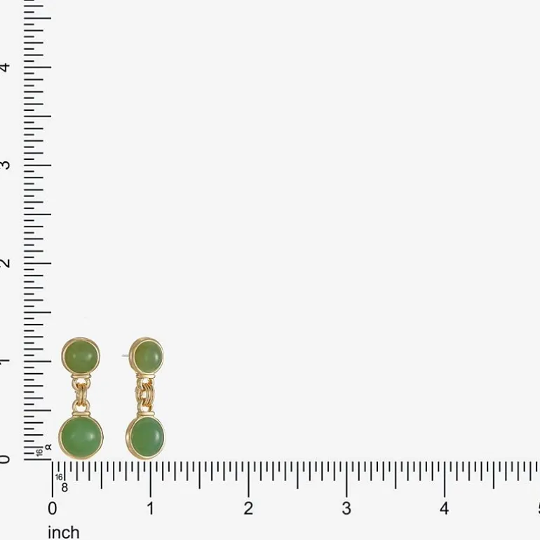 Monet Jewelry Womens Green Round Hypoallergenic Drop Earrings