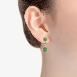 Monet Jewelry Womens Green Round Hypoallergenic Drop Earrings