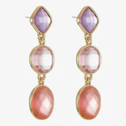 Monet Jewelry Womens Pink Glass Oval Round Hypoallergenic Drop Earrings