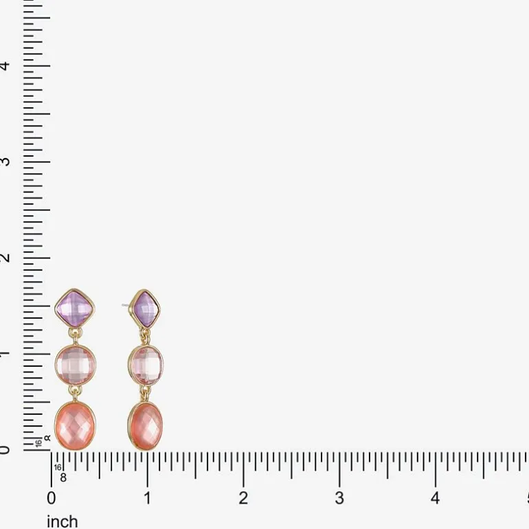 Monet Jewelry Womens Pink Glass Oval Round Hypoallergenic Drop Earrings