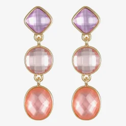 Monet Jewelry Womens Pink Glass Oval Round Hypoallergenic Drop Earrings