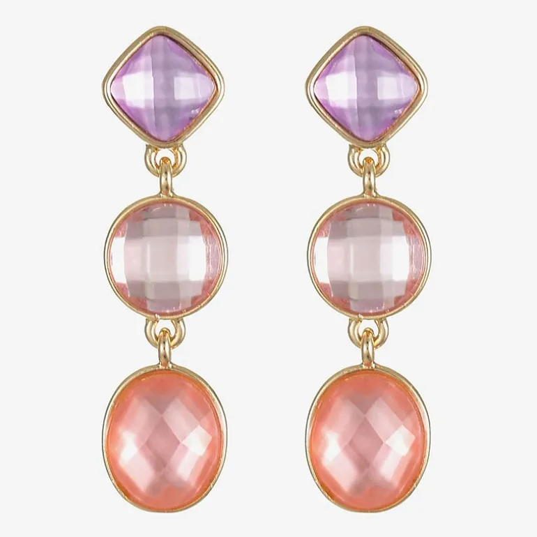Monet Jewelry Womens Pink Glass Oval Round Hypoallergenic Drop Earrings