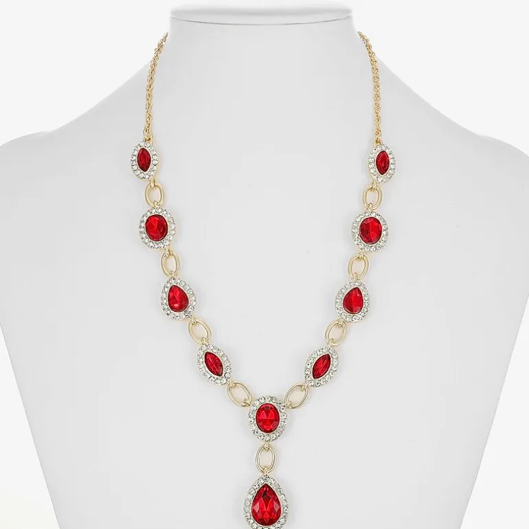 Monet Jewelry Womens Red Glass 17 Inch Y Necklace