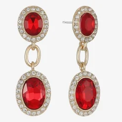 Monet Jewelry Womens Red Glass Oval Hypoallergenic Drop Earrings