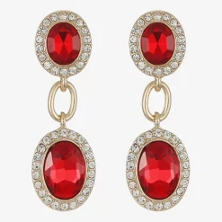 Monet Jewelry Womens Red Glass Oval Hypoallergenic Drop Earrings