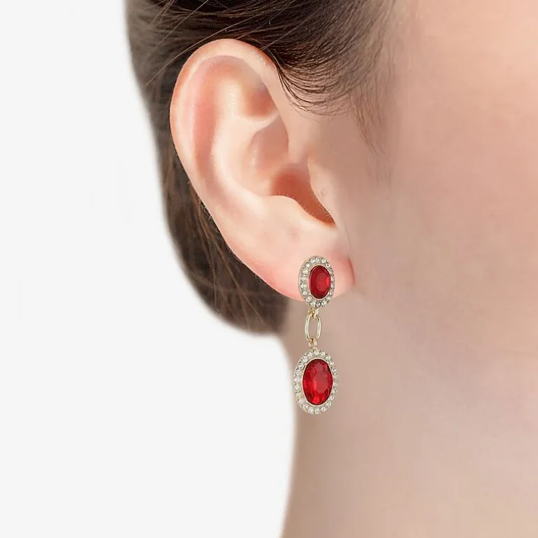 Monet Jewelry Womens Red Glass Oval Hypoallergenic Drop Earrings