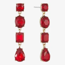 Monet Jewelry Womens Red Glass Oval Pear Hypoallergenic Drop Earrings