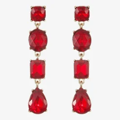 Monet Jewelry Womens Red Glass Oval Pear Hypoallergenic Drop Earrings