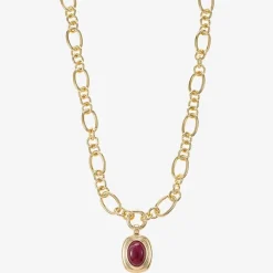 Monet Jewelry Womens Red Oval 18 Inch Pendant Necklace