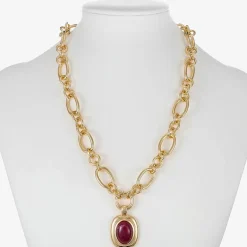Monet Jewelry Womens Red Oval 18 Inch Pendant Necklace