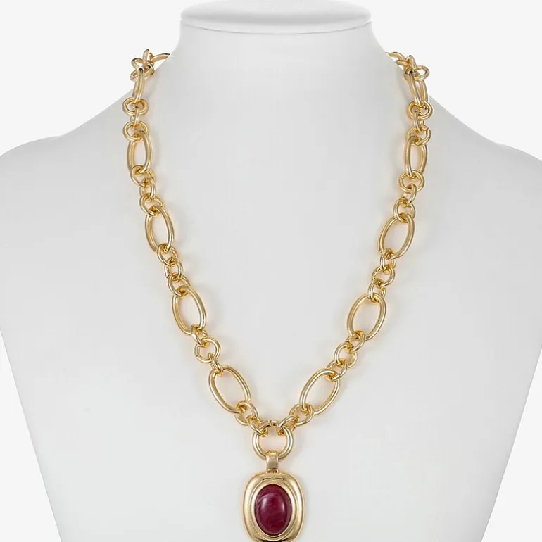 Monet Jewelry Womens Red Oval 18 Inch Pendant Necklace