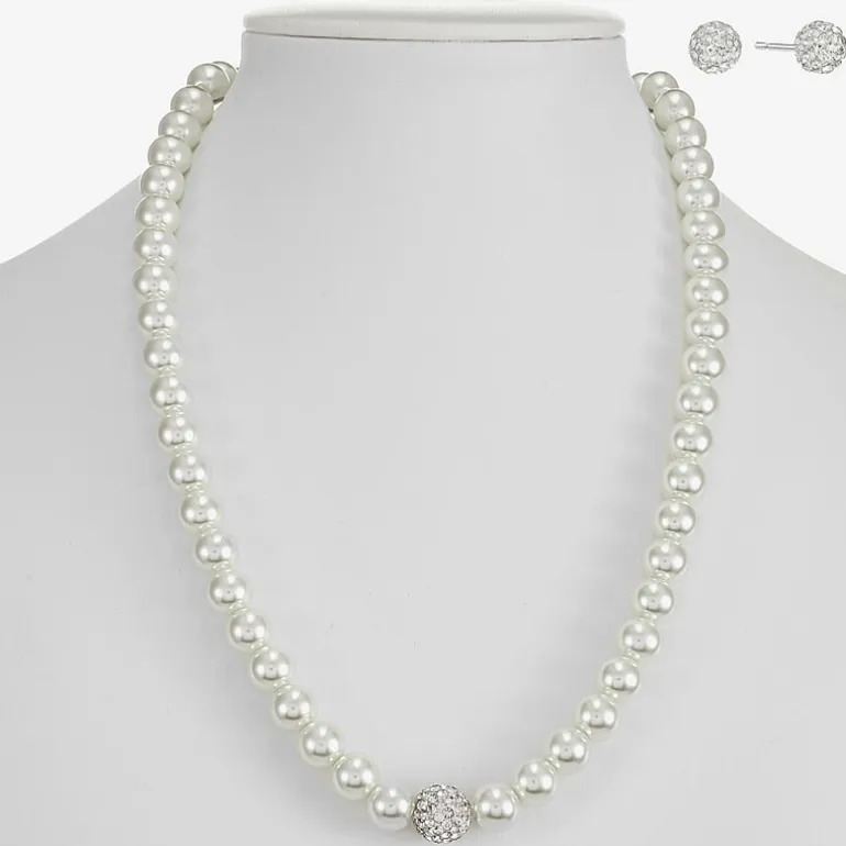 Monet Jewelry Womens White Glass Simulated Pearl 2-pc. Jewelry Set