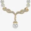 Monet® Simulated Pearl and Crystal Gold-Tone Drop Earring and Necklace Set