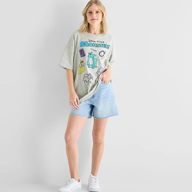 Monsters Inc Oversized Tee Womens Juniors Crew Neck Short Sleeve Oversized Graphic T-Shirt