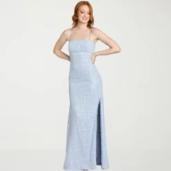 Morgan & Co. Womens Juniors Square Neck Sleeveless Beaded Sequin Bodycon Dress