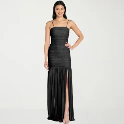 Morgan & Co. Womens Juniors Straight Neck Sleeveless Glitter Bodycon Dress