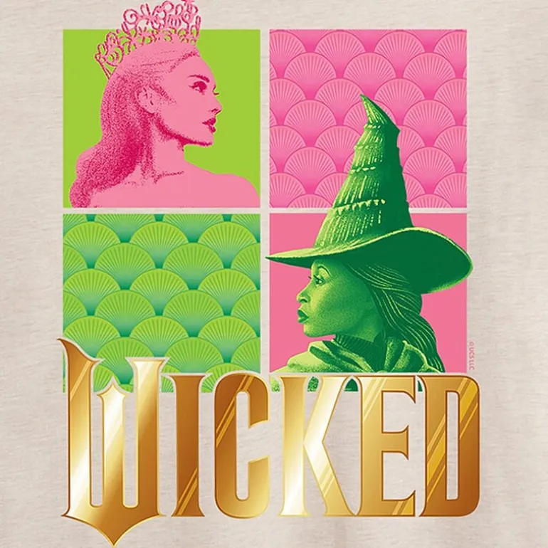 Movie Elphaba And Glinda Tee Womens Juniors Crew Neck Short Sleeve Regular Fit Wicked Graphic T-Shirt