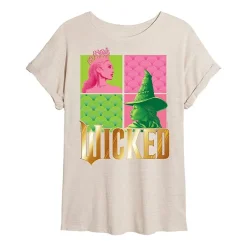 Movie Elphaba And Glinda Tee Womens Juniors Crew Neck Short Sleeve Regular Fit Wicked Graphic T-Shirt