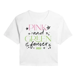 Movie Pink And Green Forever Cropped Tee Womens Juniors Crew Neck Short Sleeve Regular Fit Wicked Graphic T-Shirt