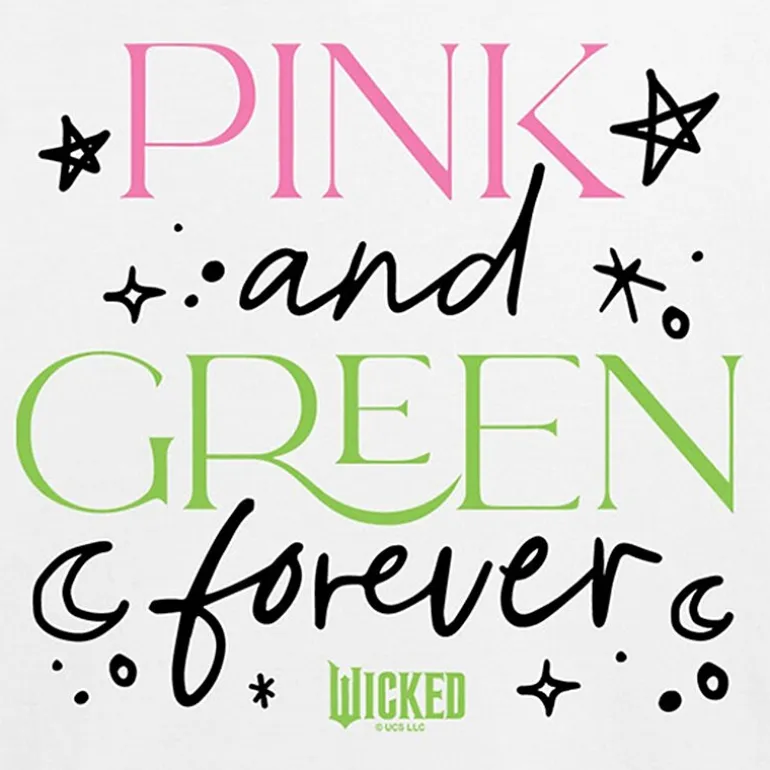 Movie Pink And Green Forever Cropped Tee Womens Juniors Crew Neck Short Sleeve Regular Fit Wicked Graphic T-Shirt
