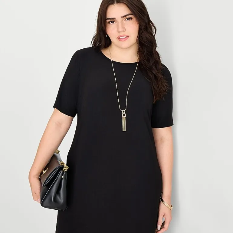 MSK Womens Plus Round Neck Short Sleeve Maxi Dress