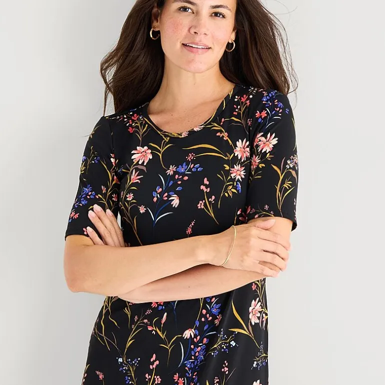 MSK Womens Round Neck Short Sleeve Fitted Maxi Dress