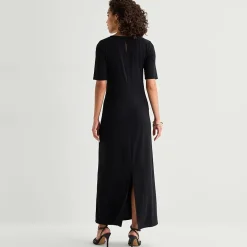 MSK Womens Round Neck Short Sleeve Fitted Maxi Dress