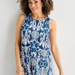 MSK Womens Round Neck Sleeveless Scroll Shift Dress