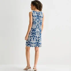 MSK Womens Round Neck Sleeveless Scroll Shift Dress
