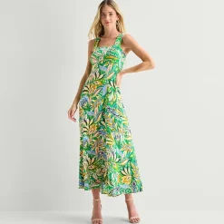 MSK Womens Square Neck Sleeveless Maxi Dress