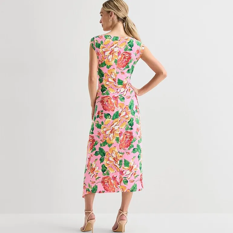 MSK Womens Straight Neck Sleeveless Cap Maxi Dress