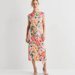 MSK Womens Straight Neck Sleeveless Cap Maxi Dress