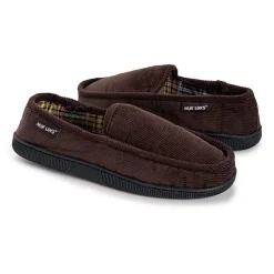 Muk Luks Corduroy Moccasin Mens Memory Foam Slip Resistant Slip-On Slippers