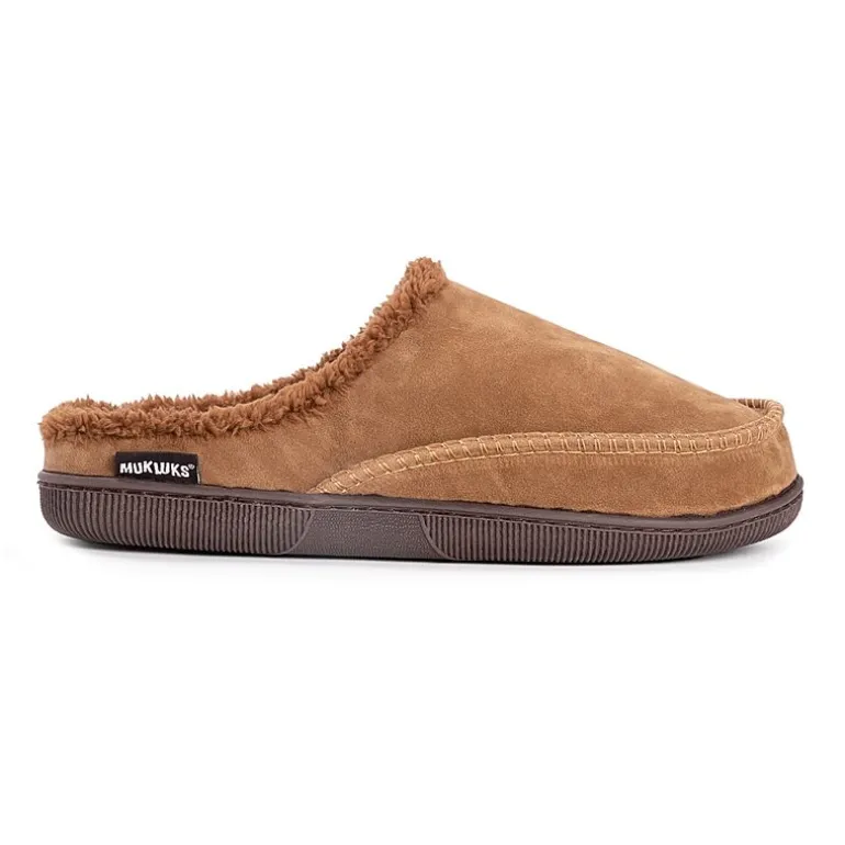 Muk Luks Faux Suede Clog Mens Memory Foam Slip Resistant Slip-On Slippers