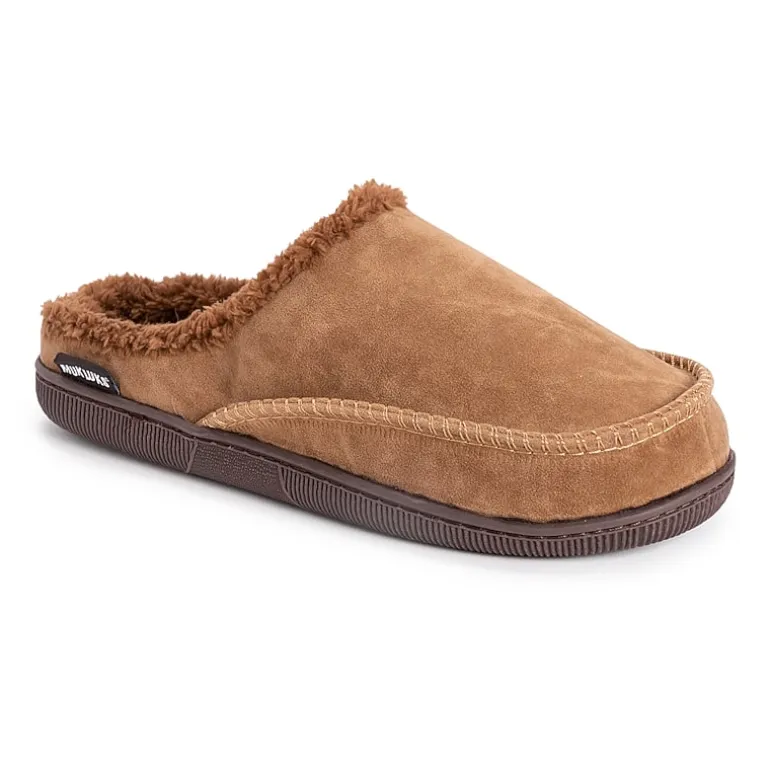 Muk Luks Faux Suede Clog Mens Memory Foam Slip Resistant Slip-On Slippers