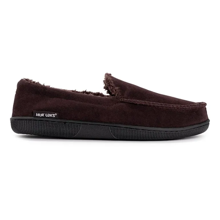 Muk Luks Faux Suede Moccasin Mens Memory Foam Slip Resistant Slip-On Slippers
