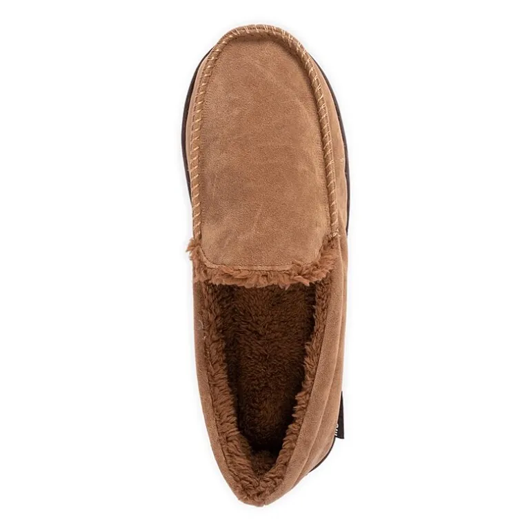 Muk Luks Faux Suede Moccasin Mens Memory Foam Slip Resistant Slip-On Slippers