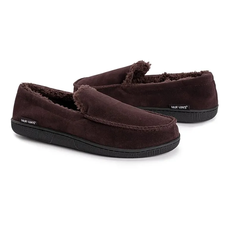 Muk Luks Faux Suede Moccasin Mens Memory Foam Slip Resistant Slip-On Slippers