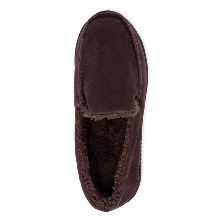 Muk Luks Faux Suede Moccasin Mens Memory Foam Slip Resistant Slip-On Slippers
