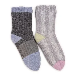 Muk Luks Womens 2 Pair Slipper Socks