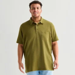 mutual weave Big and Tall Mens Regular Fit Elbow Sleeve Polo Shirt