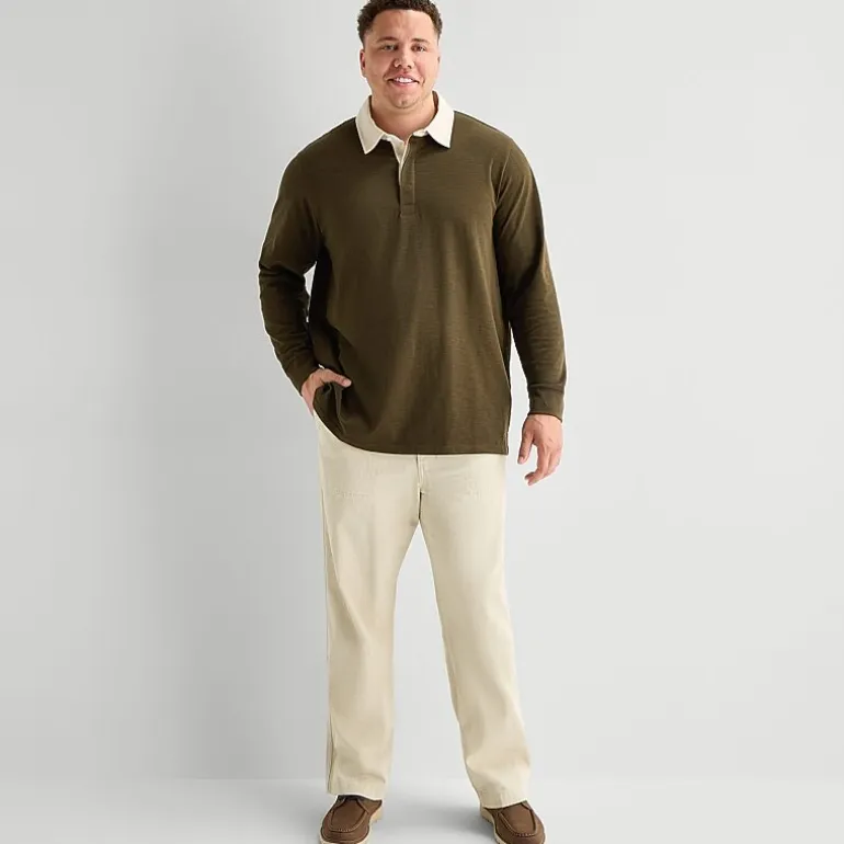 mutual weave Big and Tall Mens Regular Fit Long Sleeve Polo Shirt
